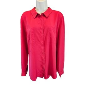 Lane Bryant size 18/20 career casual red tunic button up split back top ^